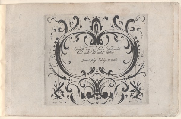 Title for the Print Series 'Grateske voer golt smeden Schrijnwerkers Ende andere ..., ca. 1610-1630. Creator: Meinert Gelijs.