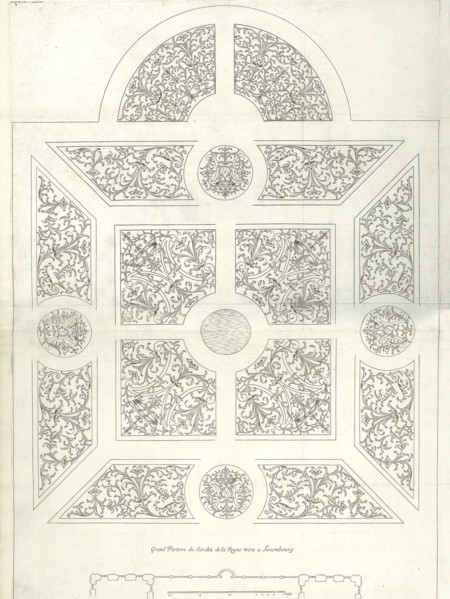 Grand Parterre du Jardin de la Royne mere a Luxembourg, in Traité du Jardinage selon les R..., 1638. Creator: Michel van Lochom.