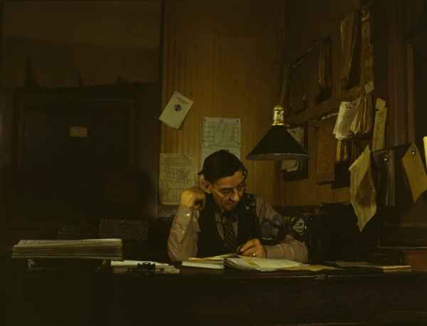 Yardmaster in railroad yards, Amarillo Texas, 1943. Creator: Jack Delano.