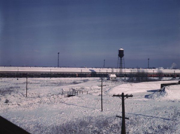 View of a Chicago and Northwestern railroad freight house, Chicago, Ill., 1942. Creator: Jack Delano.
