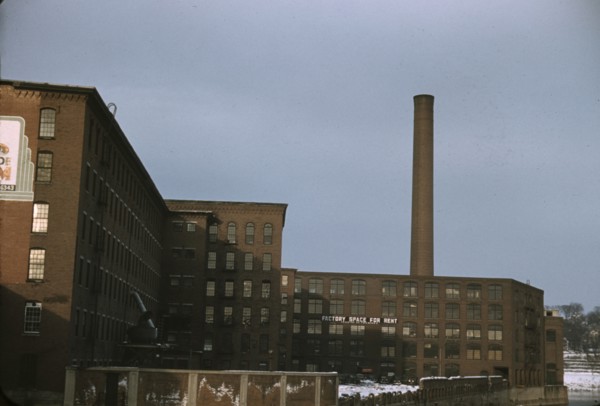 Factory buildings in Lowell, Mass., 1940 or 1941. Creator: Jack Delano.