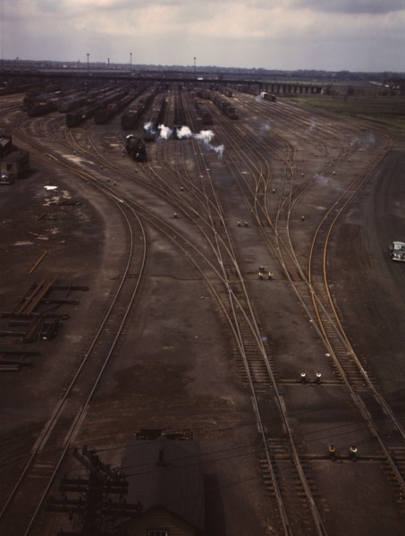 General view of one of the departure yards at C & NW RR's Proviso yard, Chicago, Ill., 1943. Creator: Jack Delano.