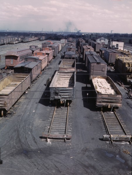 General view of part of the rip tracks at C & NW RR's Proviso yard, Chicago, Ill., 1943. Creator: Jack Delano.