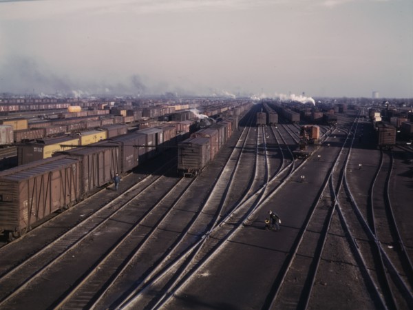 View of a classification yard at C & NW RR's Proviso yard, Chicago, Ill., 1942. Creator: Jack Delano.