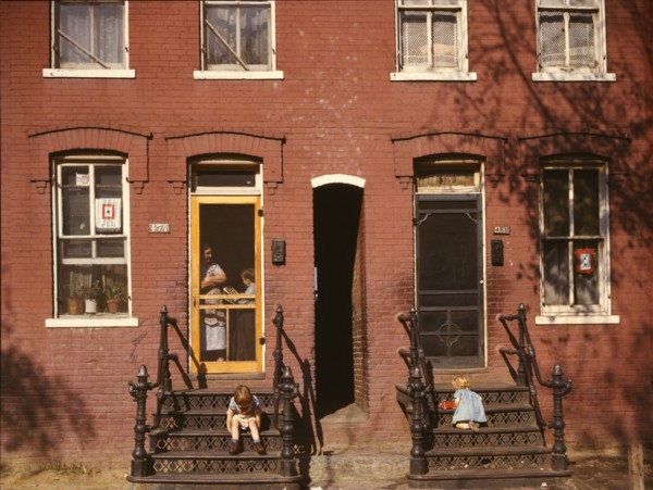 Children on row house steps, Washington, D.C., between 1941 and 1942. Creator: Louise Rosskam.