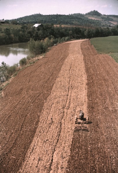 Planting corn along a river in Tennessee, 1940. Creator: Marion Post Wolcott.