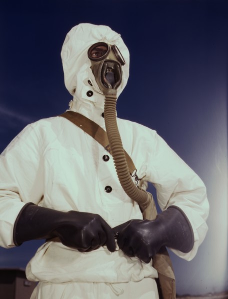Sailor at the Naval Air Base wears the new type protective clothing...Corpus Christi, Texas, 1942. Creator: Howard Hollem.