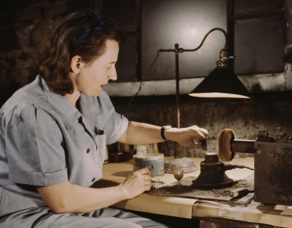 Formerly a sculptress and designer of tiles, Dorothy Cole converted..., Glenview, Ill., 1942. Creator: Howard Hollem.