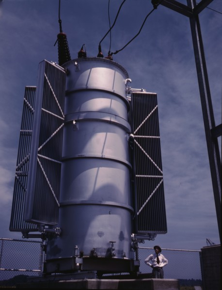 Transformer at TVA's Chickamauga Dam near Chattanooga, Tenn., 1942. Creator: Alfred T Palmer.