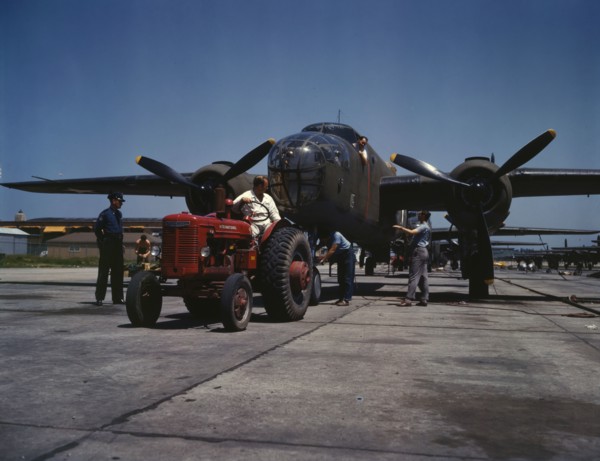 B-25 bomber planes at the North American Aviation, Incorporated..., Kansas City, Kansas, 1942. Creator: Alfred T Palmer.