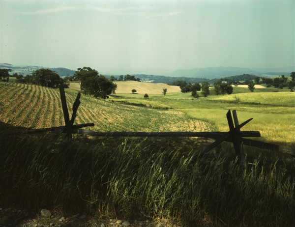 Farmland in the Taconic range, near the Hudson River Valley in New York state, 1943. Creator: John Collier.