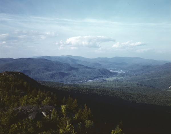 A view looking northeast from the fire tower manned...Pine Mountain, Gorham vicinity, N.H., 1943. Creator: John Collier.