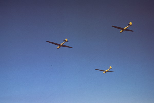Marine Corps gliders in flight out of Parris Island, S.C., 1942. Creator: Alfred T Palmer.