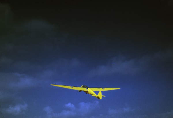 Marine Corps glider in flight out of Parris Island, S.C., 1942. Creator: Alfred T Palmer.