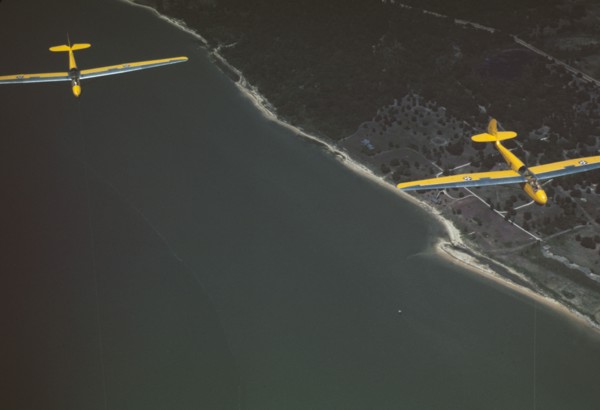 Marine Corps gliders in flight from Page Field, Parris Island, S.C., 1942. Creator: Alfred T Palmer.