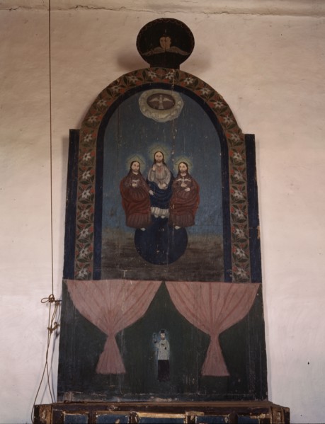 An altar in the church dedicated to the Trinity, Trampas, N.M., 1943. Creator: John Collier.