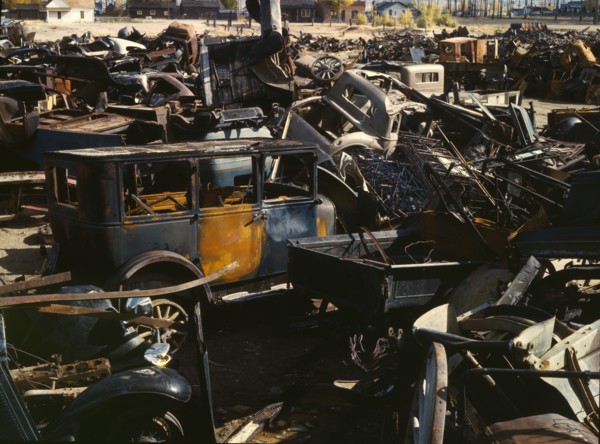 Scrap and salvage depot, Butte, Mont., 1942. Creator: Russell Lee.
