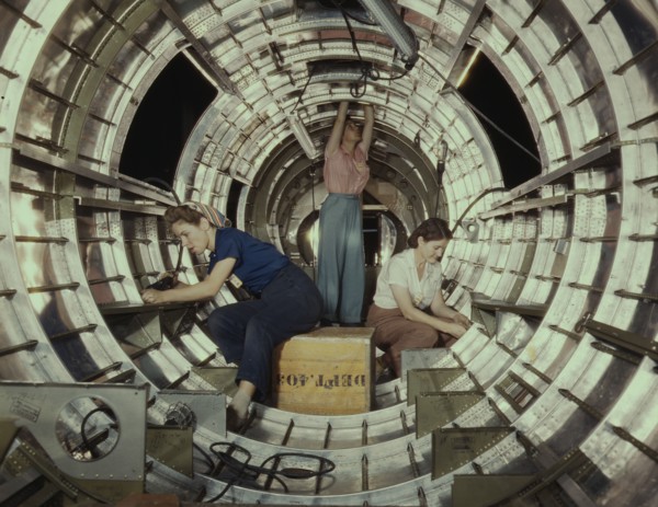 Women workers install fixtures and assem...Douglas Aircraft Company plant, Long Beach, Calif. , 1942 Creator: Alfred T Palmer.
