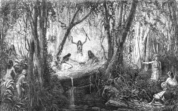 'A Forest Festival; A Trip up the Trombetas', 1875. Creator: Unknown.
