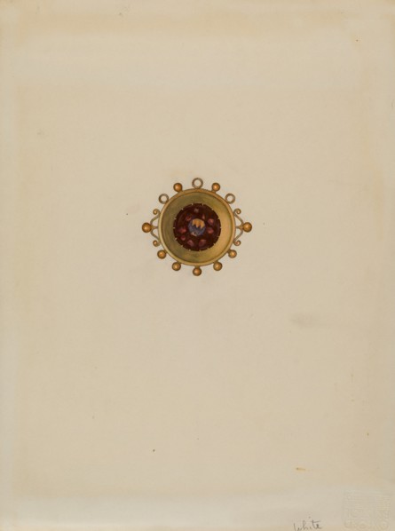 Garnet Earring, c. 1936. Creator: Edward White.