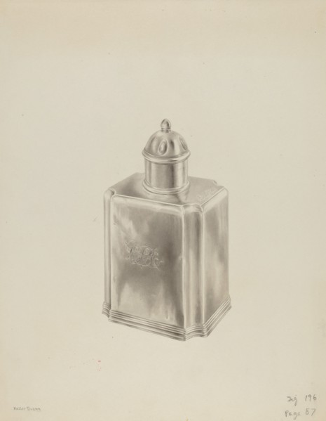 Silver Tea Caddy, c. 1939.