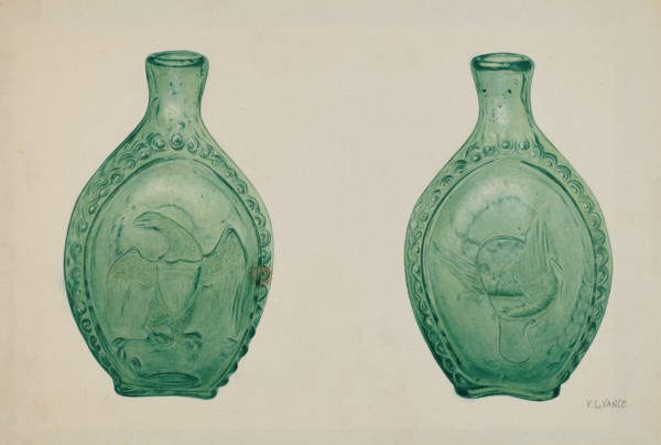 Green Glass Flask, c. 1940.