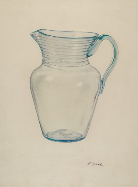Glass Water Pitcher, c. 1940.