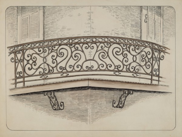 Wrought Iron Balcony, c. 1936.