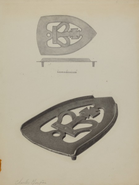 Flat Iron Holder, c. 1938.