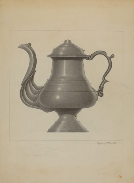 Pewter Coffee Pot, c. 1936.