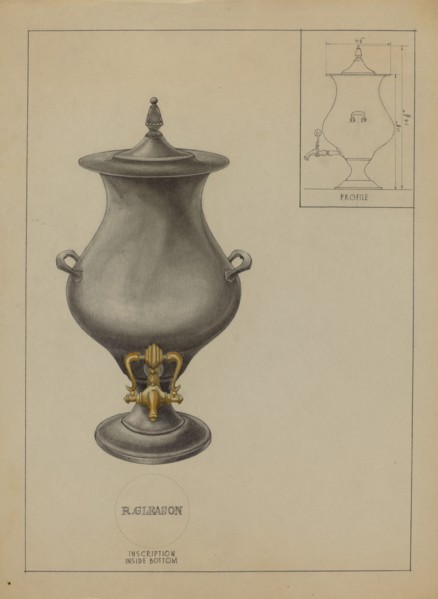 Pewter Coffee Urn, c. 1936.