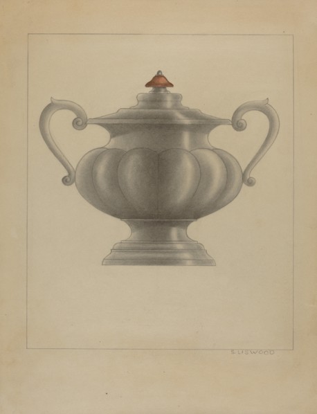 Pewter Sugar Bowl, c. 1936.