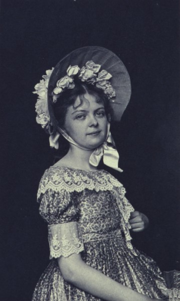 Woman wearing a bonnet, c1900.