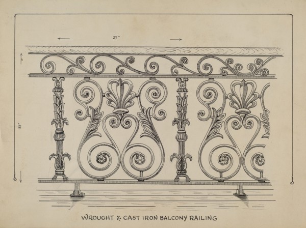 Cast Iron Balcony Rail, c. 1936.