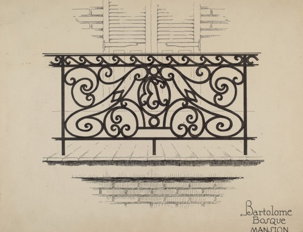 Wrought Iron Railing, c. 1936.