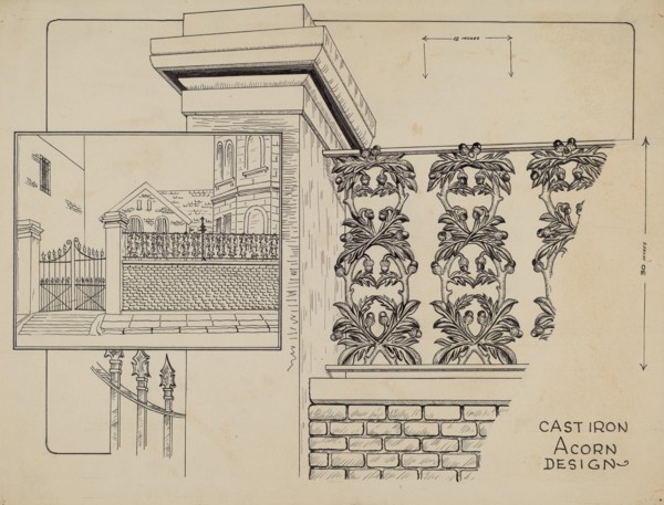 Cast Iron Fence Railing, c. 1936.