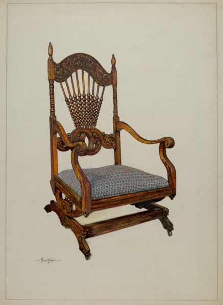 Carved Oak Chair, c. 1937.