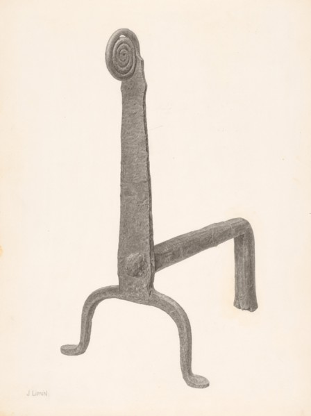 Andiron (one of pair), c. 1940.