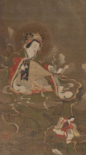Benzaiten playing a biwa, ca 1400. Private Collection.