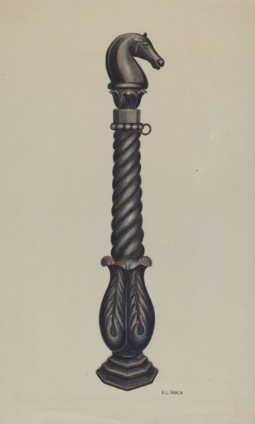 Cast Iron Hitching Post, c. 1941.