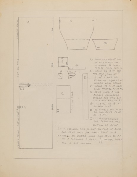 Pattern for Man's Shirt, c. 1936.