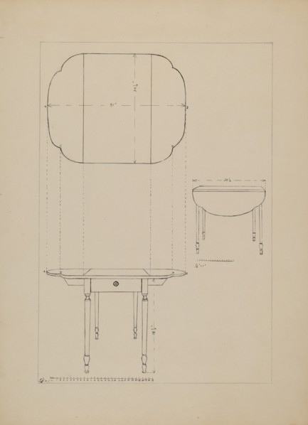 Oval Table Drop Leaf, 1935/1942.