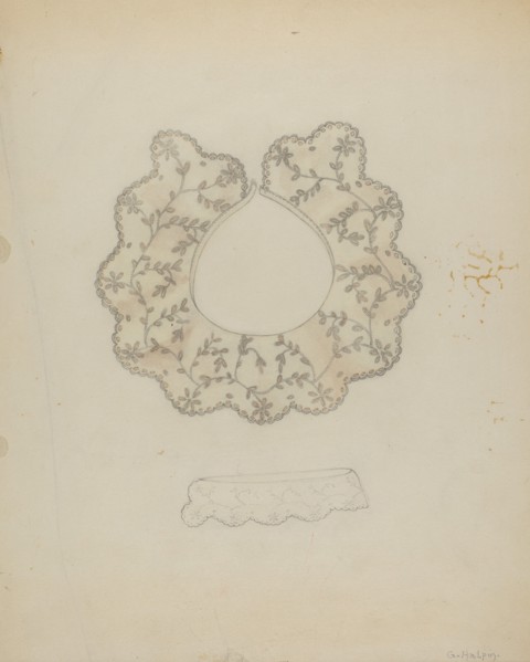 Embroidered Linen Collar, c. 1936.