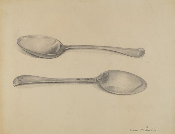 Two Silver Soup Spoons, c. 1936.