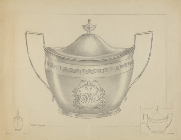 Silver Sugar Bowl with Cover, 1936.
