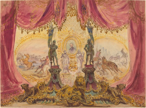 Stage Set With Paintings And Statues.