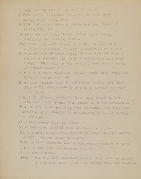 Description of a Girl's Dress, c. 1937.