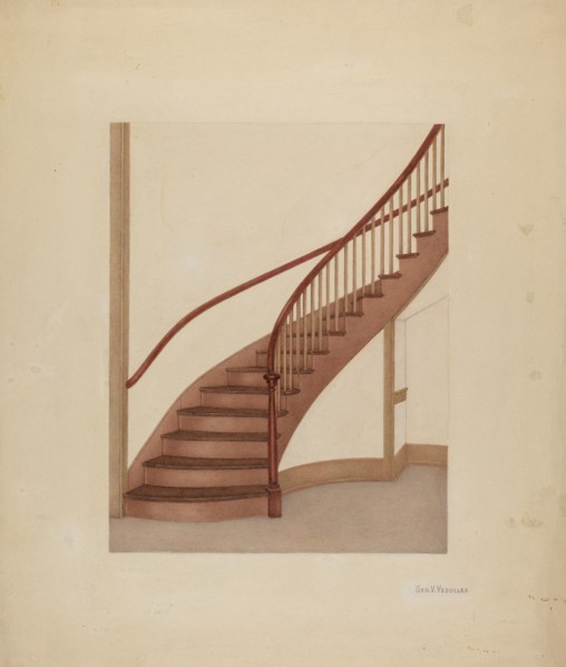 Shaker Spiral Staircase, c. 1938.