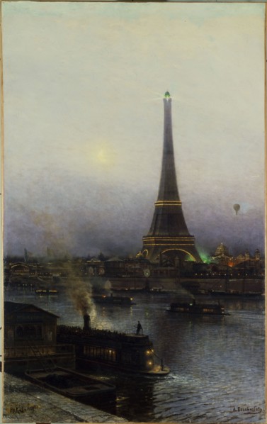 The Eiffel Tower, at night, 1889.