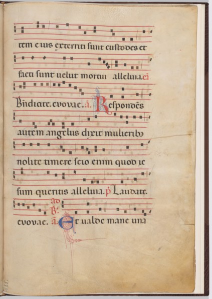 Leaf 4 from an antiphonal fragment, c. 1275.